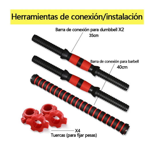 SET DE MANCUERNAS Y BARRAS UNIBLES 15kg